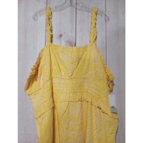 BP Dress Ladies 3x Yellow Floral Smocked Ruffle Strap - Picture 3 of 6